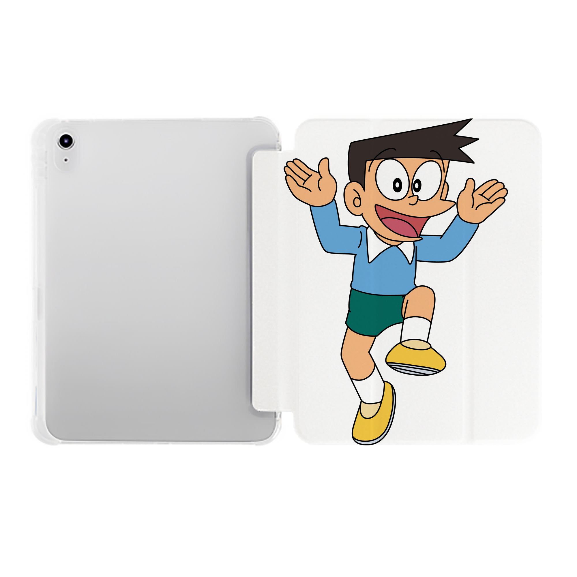 （画像用） ドラえもん 骨川 スネ夫 Doraemon Honekawa Suneo IPad ケース ペン収納付き 三つ折りスタンド PUレザー×シリコン 対応機種9.5/10.5/10.9インチ